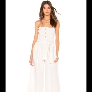 Lais strapless linen jumpsuit cream white